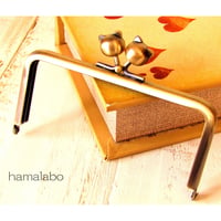 【HA-485】12cm/角型(ネコ玉×アンティークゴールド)