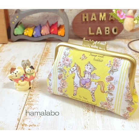 【HA-2188】ぽっちゃりネコ太の口金　12cm/角型(ブラック)