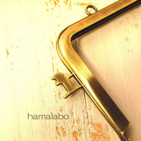 廃盤予定【HA-1670】ネコカン口金/(肉球×横ネコカン)/18cm角型(アンティークゴールド)・カン付き