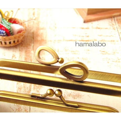 (販売休止)【HA-1769】親子口金12cm(リボン×アンティークゴールド)