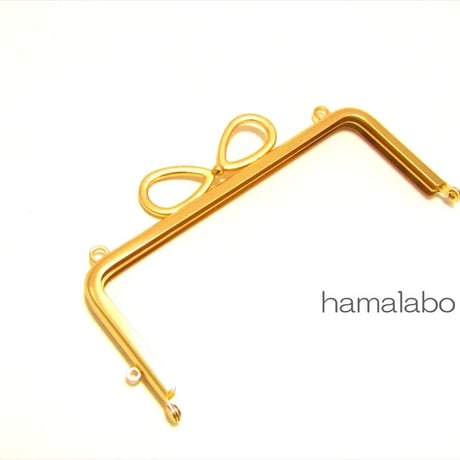 【HA-2062】13.5cm口金/(新リボン×ソフトゴールド)・カン付き