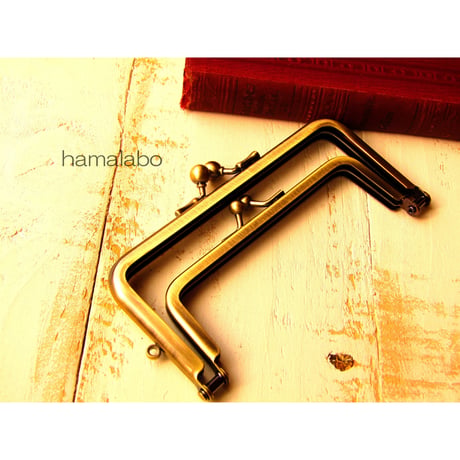 【HA-1372】親子口金12cm(竹の根ひねり×アンティークゴールド)