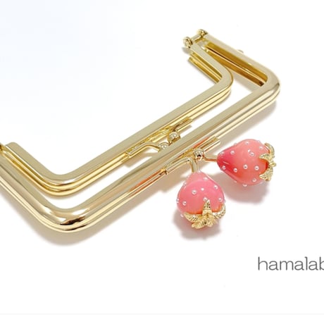 【HA-2456】親子口金 12cm/イチゴ(ピンク色)/ゴールド