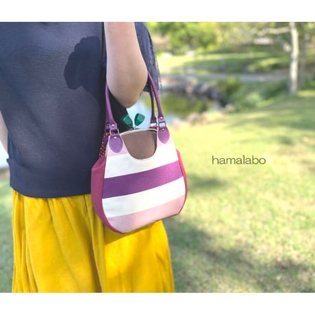 【KT-2119】がま口あおりミニバッグの型紙＆レシピ【18cm/くし型用】