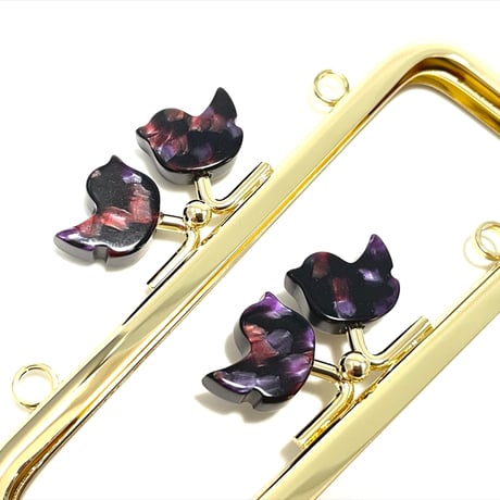 在庫調整で今だけ30％引き！【HA-b1124】12cm角型口金/コトリ型(鉱石模様)/ゴールド/カン付き