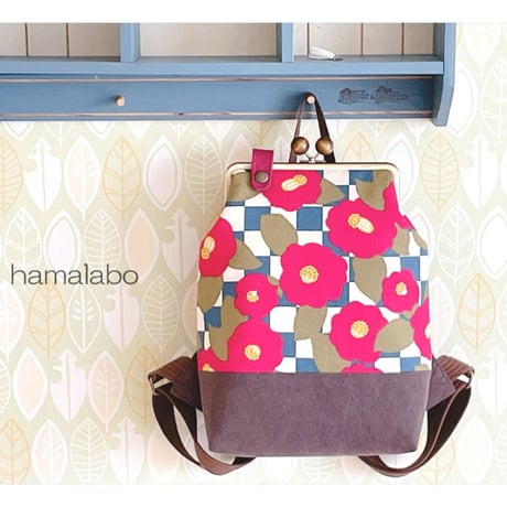 【KT-2123-SET】がま口ミニリュックの型紙＆レシピ(リュックインバッグの型紙＆レシピ付き)【18cm/角型用】