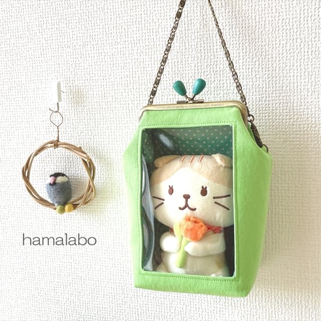 【KT-2141】通常サイズ版！推しぬい用がま口ポーチ(ショルダー可能)の型紙＆レシピ【12cm/角型用】