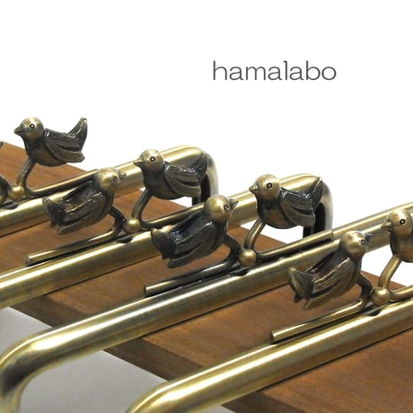 【HA-130】小鳥のピースケ口金15cm/角型(アンティークゴールド)・カン付き