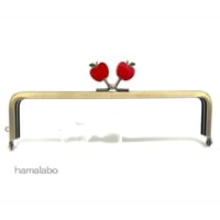廃盤大特価セール！【HA-2554】16.5cm角型口金/赤リンゴ×アンティークゴールド