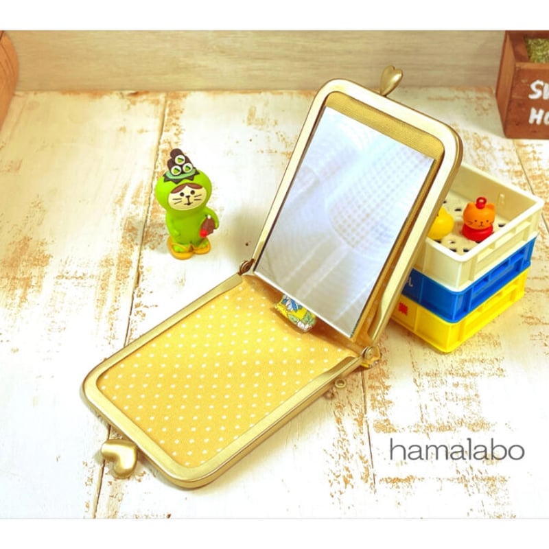 KT-2100】縦型がま口ミラーケース(立て鏡＆手鏡)の型紙＆レシピ【7.5cm