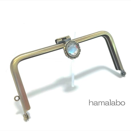 【HA-2255】オコシ式口金/12cm角型-クリアストーン付き
