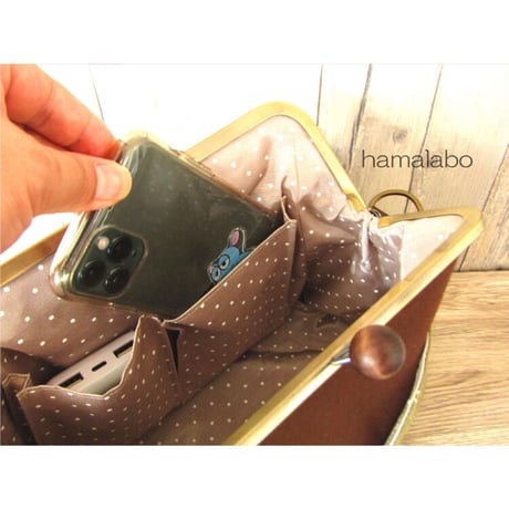 【KT-2078】がま口ポケットショルダーバッグの型紙＆レシピ【24cm/角型用】