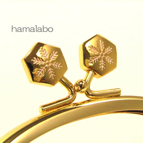 【HA-1468】10cmくし型の口金(六花-雪の結晶×ゴールド)