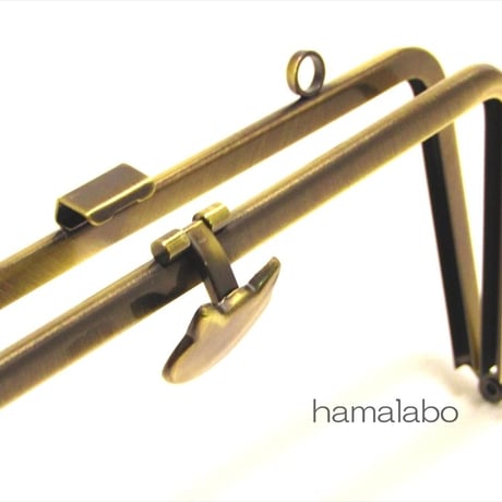 【HA-1590】オコシ式口金22cm/角型(ネコ×アンティークゴールド)