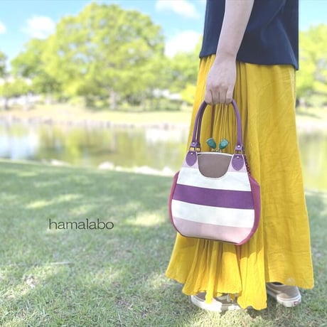 【KT-2119】がま口あおりミニバッグの型紙＆レシピ【18cm/くし型用】