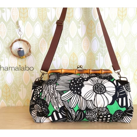 【KT-2113】<特大サイズ>タック入りがま口バッグの型紙＆レシピ【27cm/角型用】