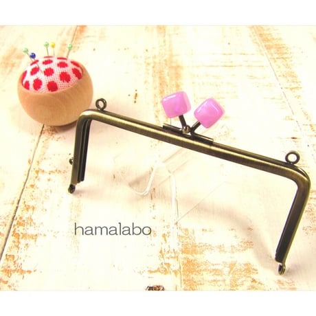 【HA-1961】13.5cm/角型(オーロラパープルキューブ×アンティークゴールド)・カン付き
