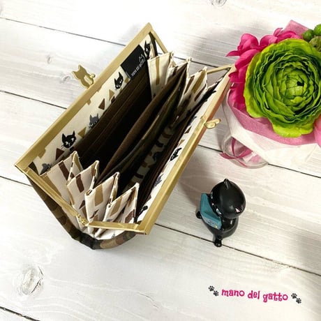 【HA-2007】ハート猫(ネコラブ)の口金 19cm浮き足(アンティークゴールド)