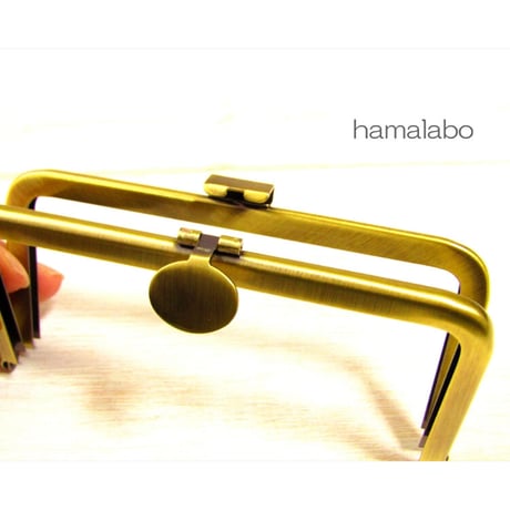 <廃盤予定>【HA-2061】オコシ式口金12cm/角型(丸型金具×アンティークゴールド)
