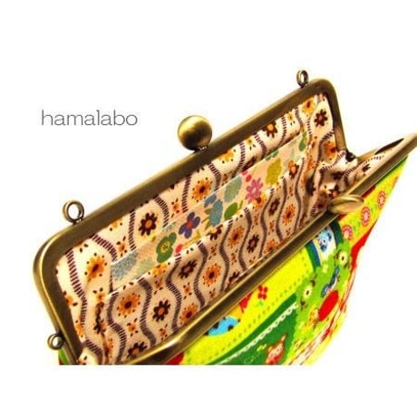 【HA-1293】碁石口金16.5cm/角型(ブラック)カン付き