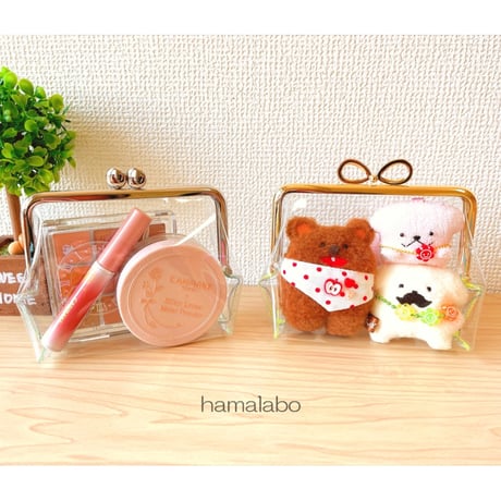 【HA-1396】12cm/角型口金(シルバー)-碁石つまみ-