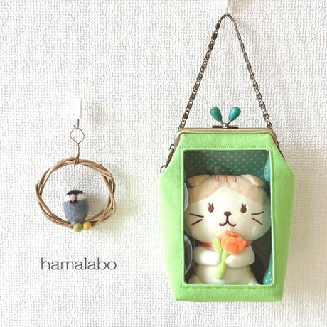 【KT-2141】通常サイズ版！推しぬい用がま口ポーチ(ショルダー可能)の型紙＆レシピ【12cm/角型用】