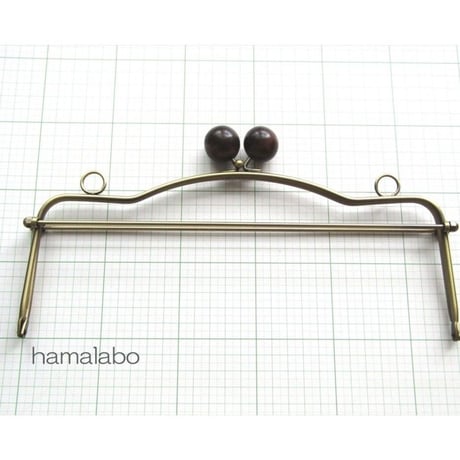 【HA-1486】28cmベンリー口金/(茶色の木玉×アンティークゴールド)・カン付き