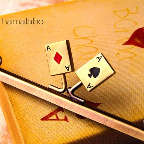 【HA-461】18cm角型の口金(トランプ×アンティークゴールド)・カン付き