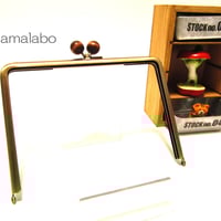 【HA-1235】17.7cm/角型(茶色の木玉×アンティークゴールド)