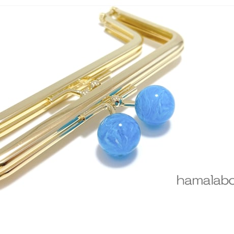 (販売終了)限定＆特価！【HA-2461】親子口金 12cm/ブルーペクトライト玉/ゴールド