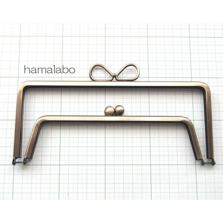 ☆特価☆【HA-1684】親子口金 22cm角型(リボン×碁石)アンティークゴールド