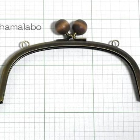 【HA-118】15cm/くし型(茶色の木玉×アンティークゴールド)・カン付き
