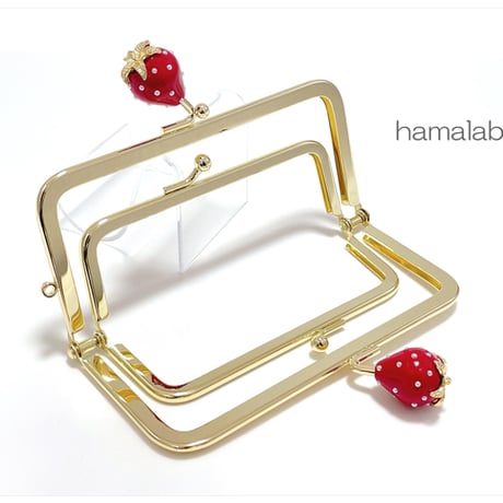 【HA-2455】親子口金 12cm/イチゴ(赤色)/ゴールド