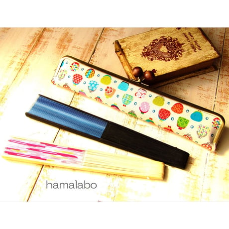 【HA-1648】25.5cm/角型(茶色の木玉×アンティークゴールド)-扇子入れ用-