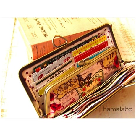 ☆特価☆【HA-1684】親子口金 22cm角型(リボン×碁石)アンティークゴールド