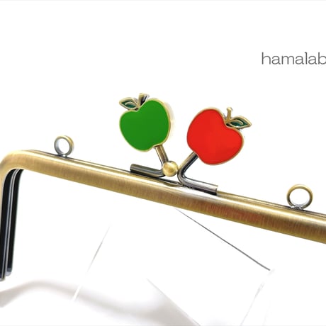 【HA-2580】12cm/角型(赤リンゴ×青リンゴ×アンティークゴールド)・カン付き