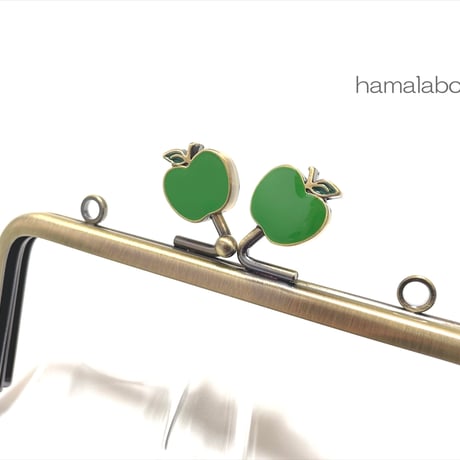 初回特価！【HA-2548】12cm/角型(青リンゴ×アンティークゴールド)・カン付き