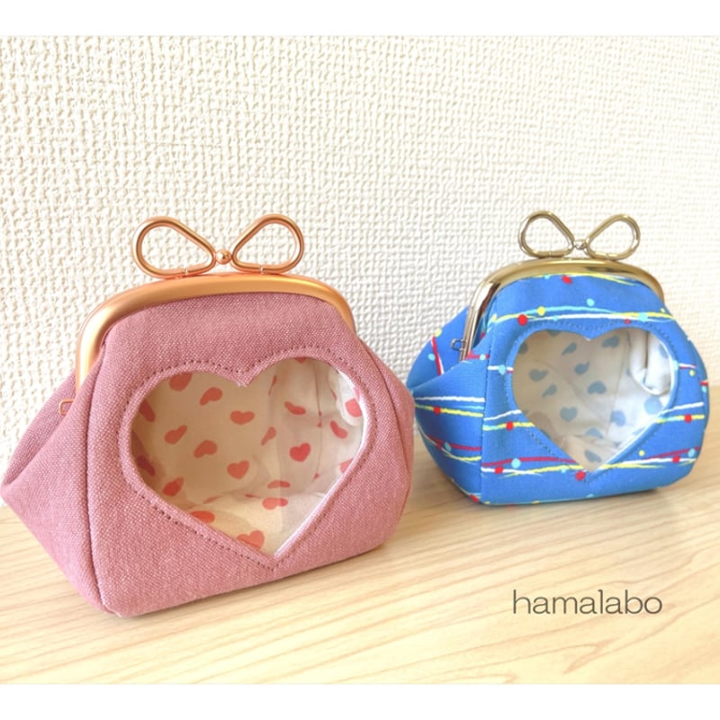 KT-2154】☆ハート窓＆マチ別タイプ☆推しぬい用がま口ポーチの型紙
