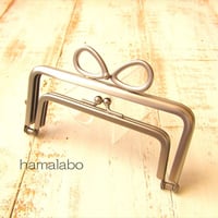 【HA-1889】親子口金12cm(新リボン×ソフトシルバー)