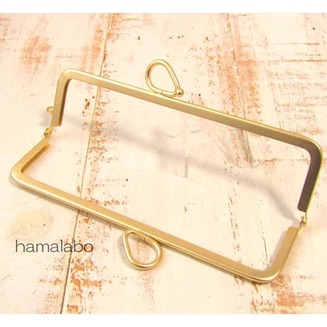 初回特価！【HA-2163】リングリボン口金 16.5cm/角型(ソフトゴールド)