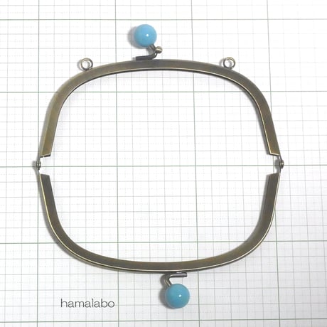 【HA-1419】15cm/くし型(ブルー玉×アンティークゴールド)・カン付き