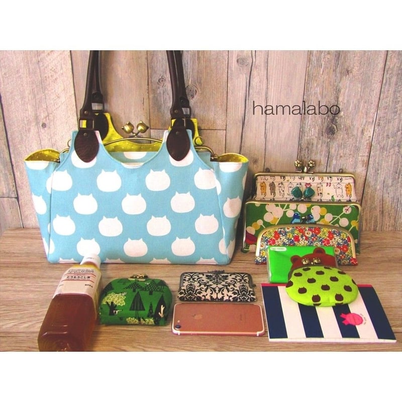 KT-2042】ベンリーがま口式あおりバッグの型紙＆レシピ【28cm用