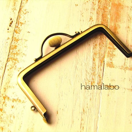 【HA-1573】持ち手付きの押し口金12cm/角型(アンティークゴールド)