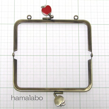 【HA-396】12cm/角型(赤リンゴ×アンティークゴールド)・カン付き
