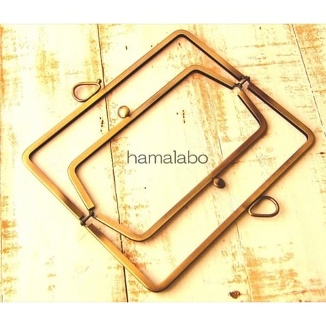 ☆特価☆【HA-1684】親子口金 22cm角型(リボン×碁石)アンティークゴールド