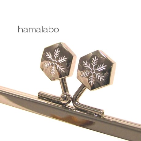【HA-1475】16.5cm角型の口金(六花-雪の結晶×シルバー)