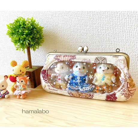 【HA-1293】碁石口金16.5cm/角型(ブラック)カン付き