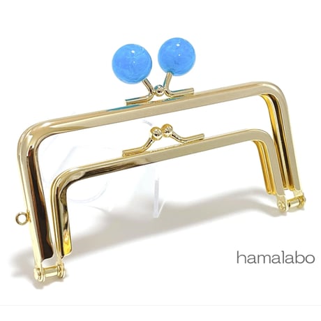 (販売終了)限定＆特価！【HA-2461】親子口金 12cm/ブルーペクトライト玉/ゴールド