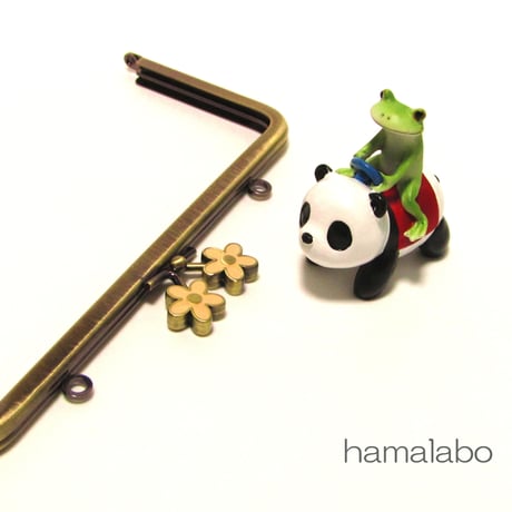 【HA-401】メタルフラワー口金(18cm角型/ピンク×アンティーク)・カン付き