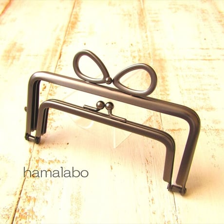 【HA-1890】親子口金12cm(新リボン×ソフトブラック)